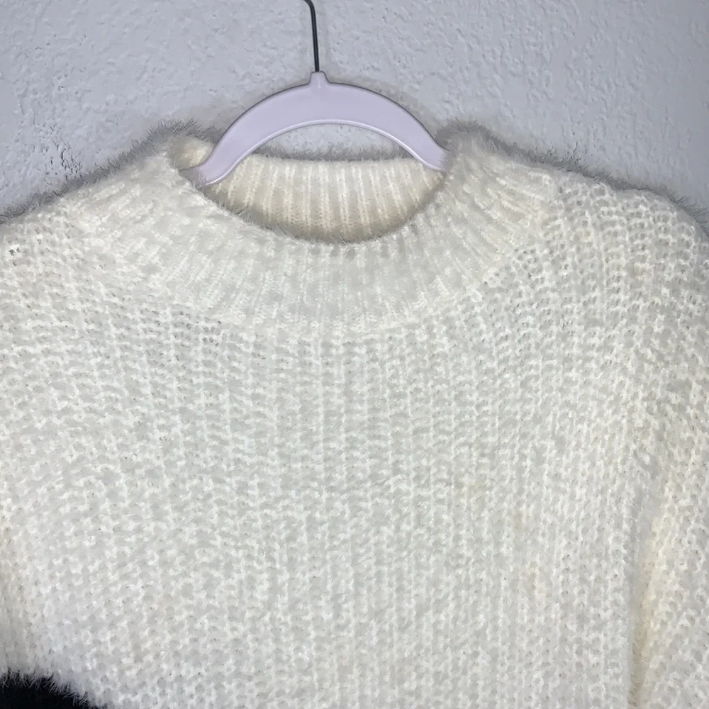 Cocobleu New York Eyelash Knit Colorblock Sweater (Size S)